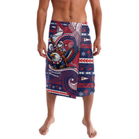 American Samoa Christmas Lavalava Santa Riding Bald Eagle DT05 Navy - Polynesian Pride
