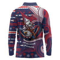 American Samoa Christmas Long Sleeve Polo Shirt Santa Riding Bald Eagle DT05 - Polynesian Pride