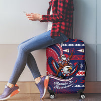 American Samoa Christmas Luggage Cover Santa Riding Bald Eagle DT05 - Polynesian Pride