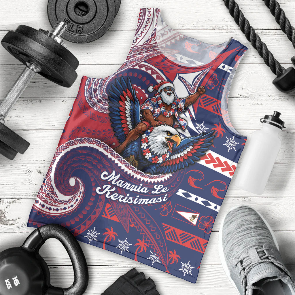 American Samoa Christmas Men Tank Top Santa Riding Bald Eagle DT05 - Polynesian Pride
