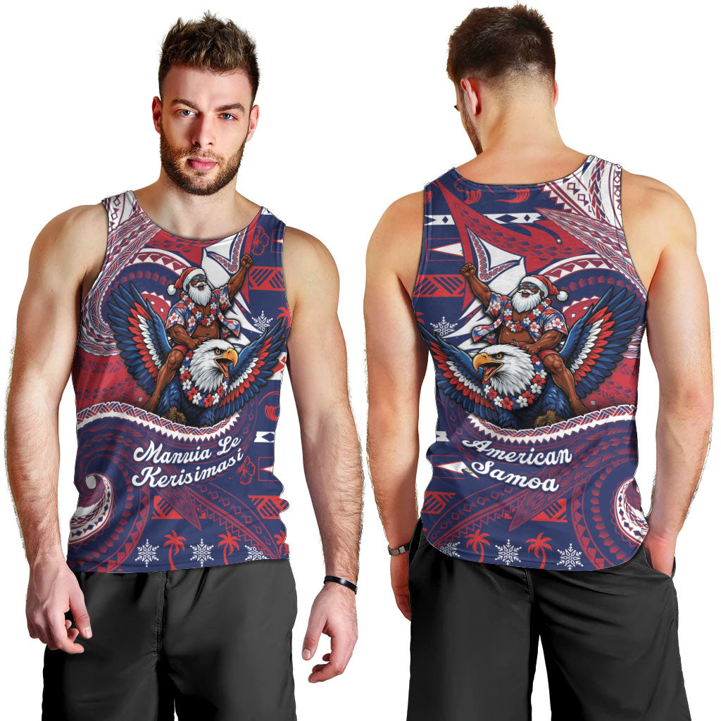 American Samoa Christmas Men Tank Top Santa Riding Bald Eagle DT05 - Polynesian Pride