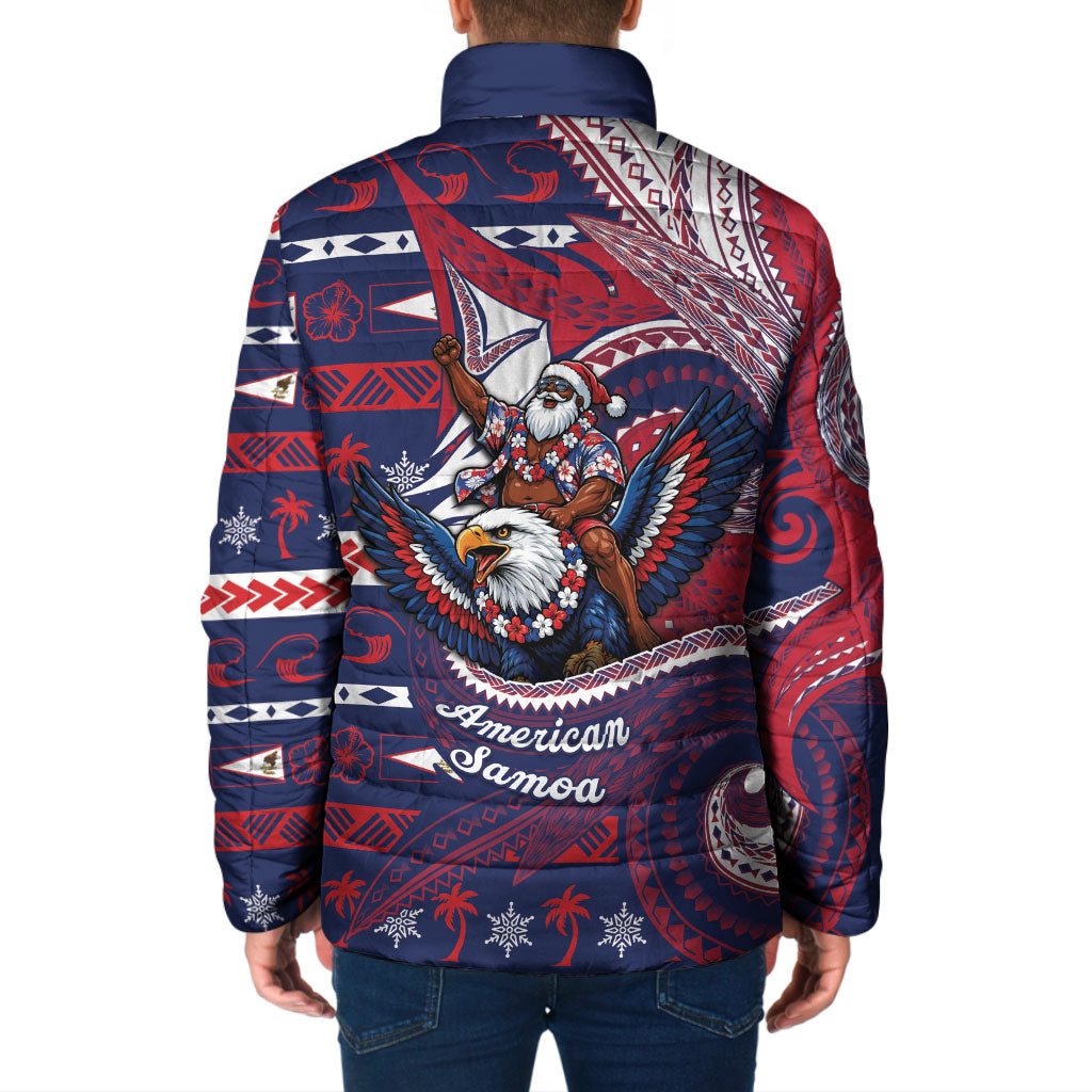 American Samoa Christmas Padded Jacket Santa Riding Bald Eagle DT05 - Polynesian Pride