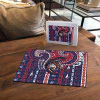 American Samoa Christmas Puzzle Santa Riding Bald Eagle DT05 - Polynesian Pride