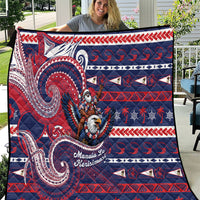American Samoa Christmas Quilt Santa Riding Bald Eagle DT05 Navy - Polynesian Pride
