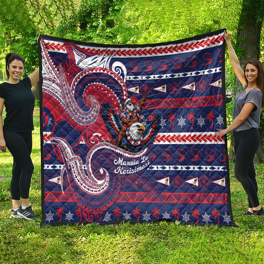 American Samoa Christmas Quilt Santa Riding Bald Eagle DT05 - Polynesian Pride