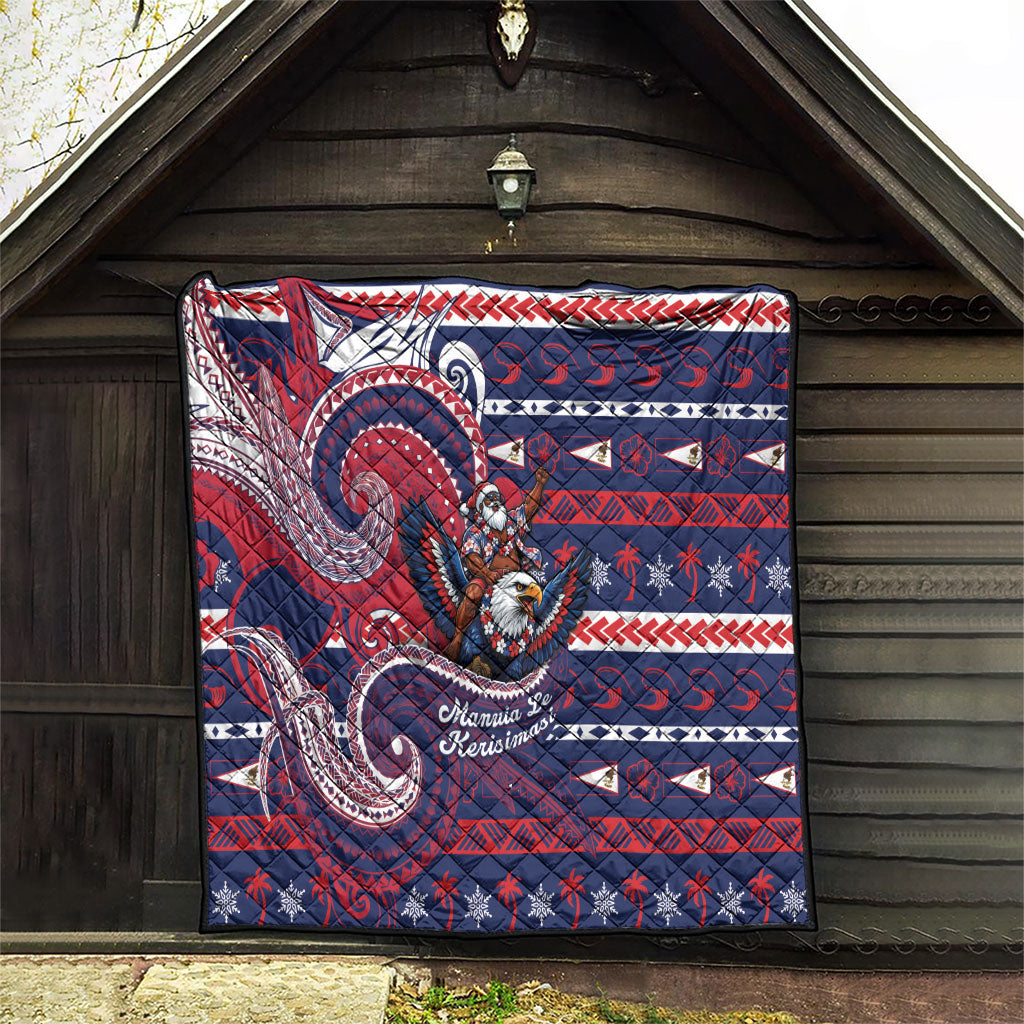 American Samoa Christmas Quilt Santa Riding Bald Eagle DT05 - Polynesian Pride