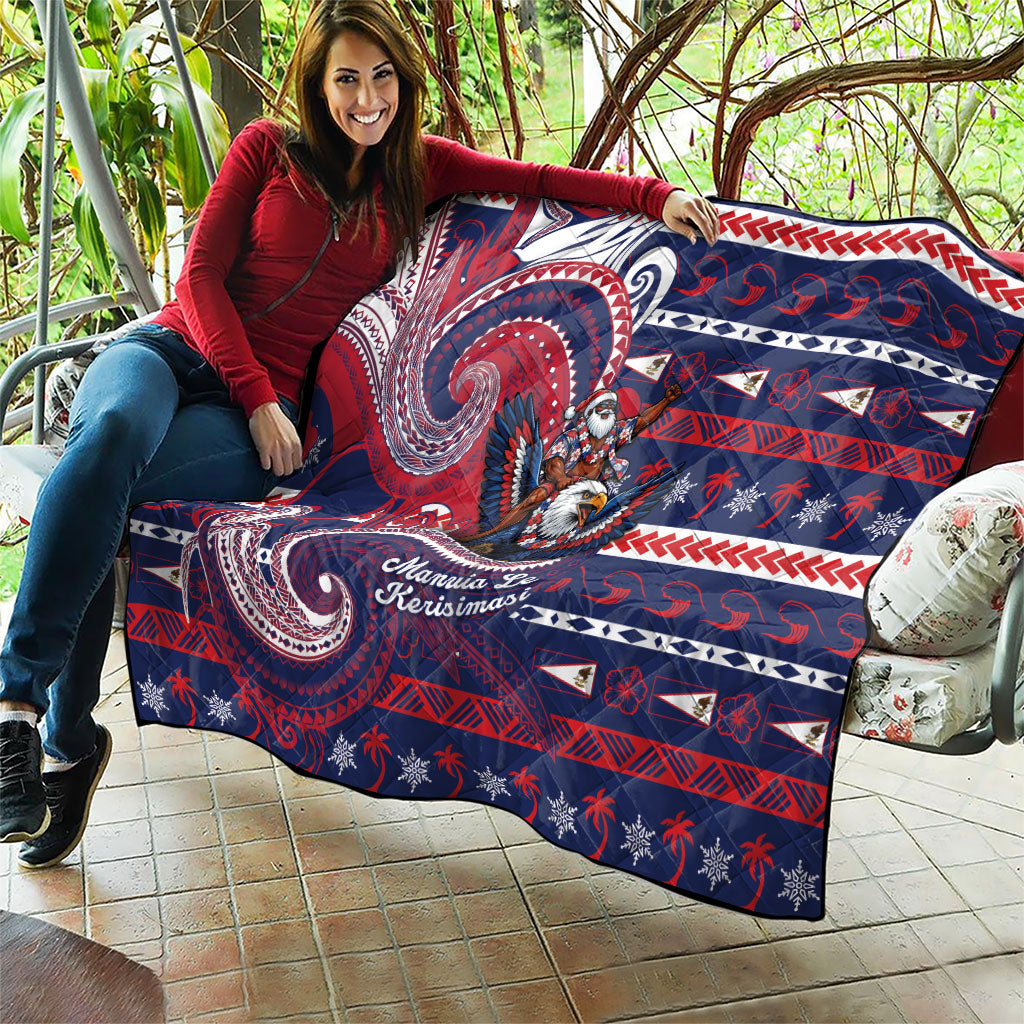American Samoa Christmas Quilt Santa Riding Bald Eagle DT05 - Polynesian Pride