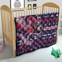 American Samoa Christmas Quilt Santa Riding Bald Eagle DT05 - Polynesian Pride