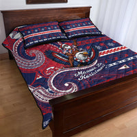 American Samoa Christmas Quilt Bed Set Santa Riding Bald Eagle DT05 - Polynesian Pride