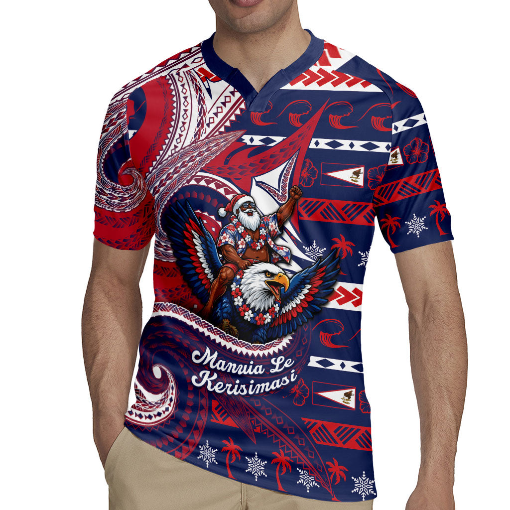 American Samoa Christmas Rugby Jersey Santa Riding Bald Eagle DT05 - Polynesian Pride