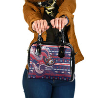 American Samoa Christmas Shoulder Handbag Santa Riding Bald Eagle DT05 One Size Navy - Polynesian Pride