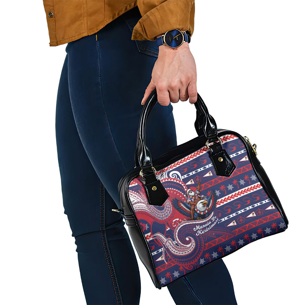 American Samoa Christmas Shoulder Handbag Santa Riding Bald Eagle DT05 - Polynesian Pride