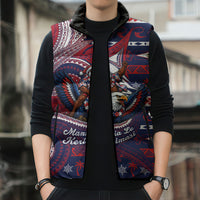 American Samoa Christmas Sleeveless Puffer Jacket Santa Riding Bald Eagle DT05 - Polynesian Pride