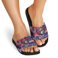 American Samoa Christmas Slide Sandals Santa Riding Bald Eagle DT05 - Polynesian Pride