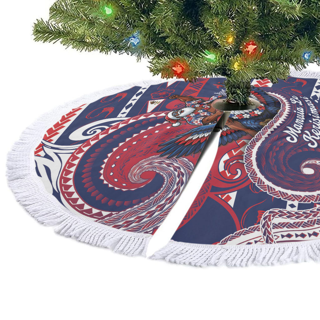 American Samoa Christmas Tree Skirt Santa Riding Bald Eagle DT05 - Polynesian Pride