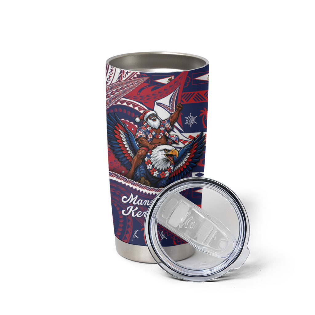 American Samoa Christmas Tumbler Cup Santa Riding Bald Eagle DT05 - Polynesian Pride