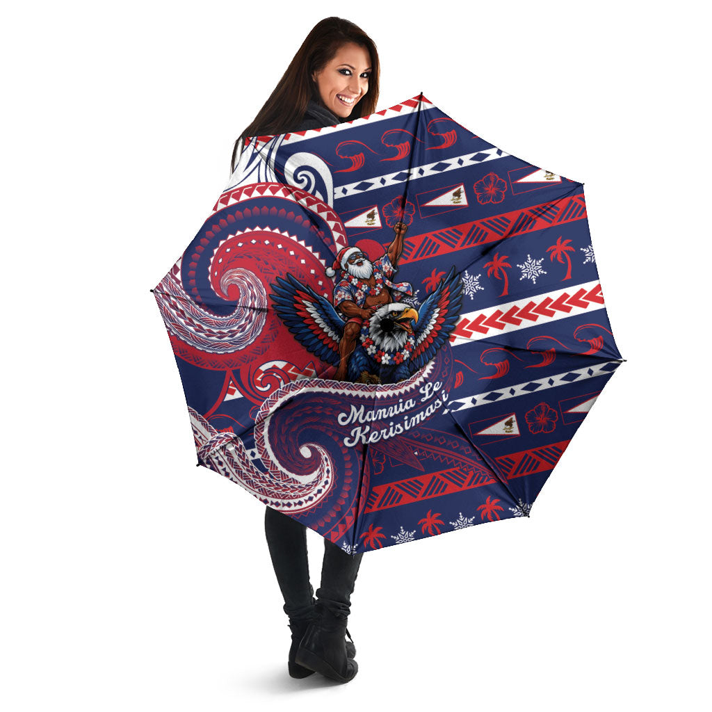 American Samoa Christmas Umbrella Santa Riding Bald Eagle DT05 - Polynesian Pride
