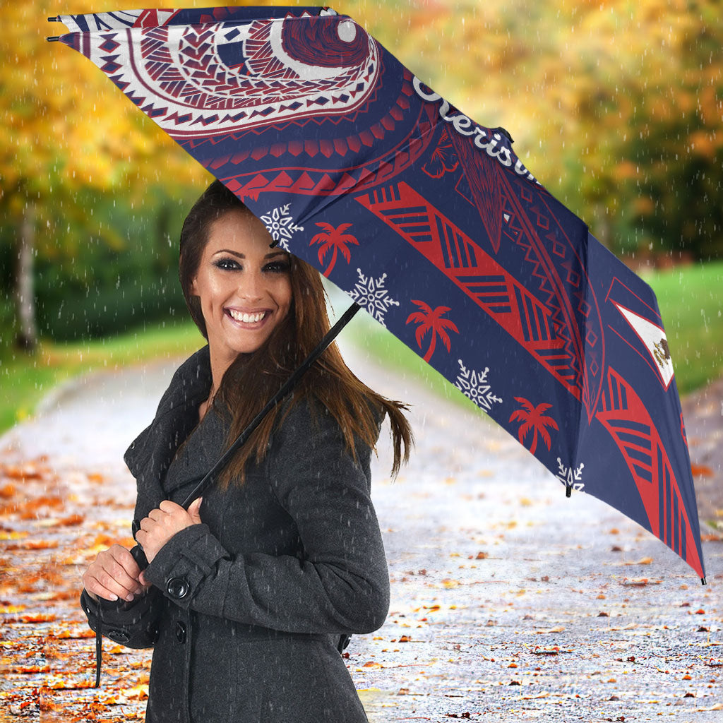 American Samoa Christmas Umbrella Santa Riding Bald Eagle DT05 - Polynesian Pride