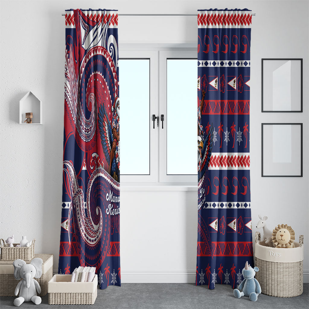 American Samoa Christmas Window Curtain Santa Riding Bald Eagle DT05 - Polynesian Pride