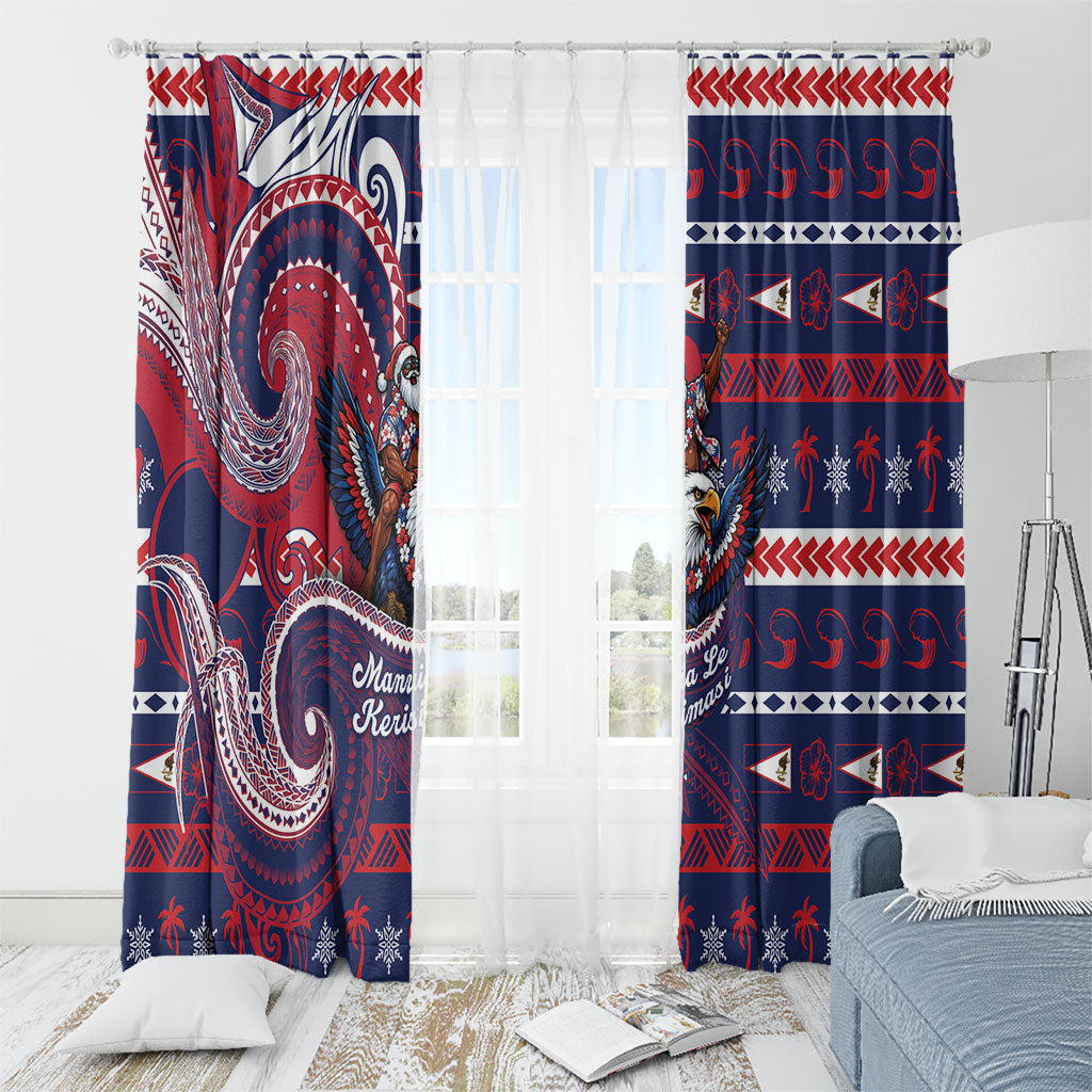 American Samoa Christmas Window Curtain Santa Riding Bald Eagle DT05 - Polynesian Pride