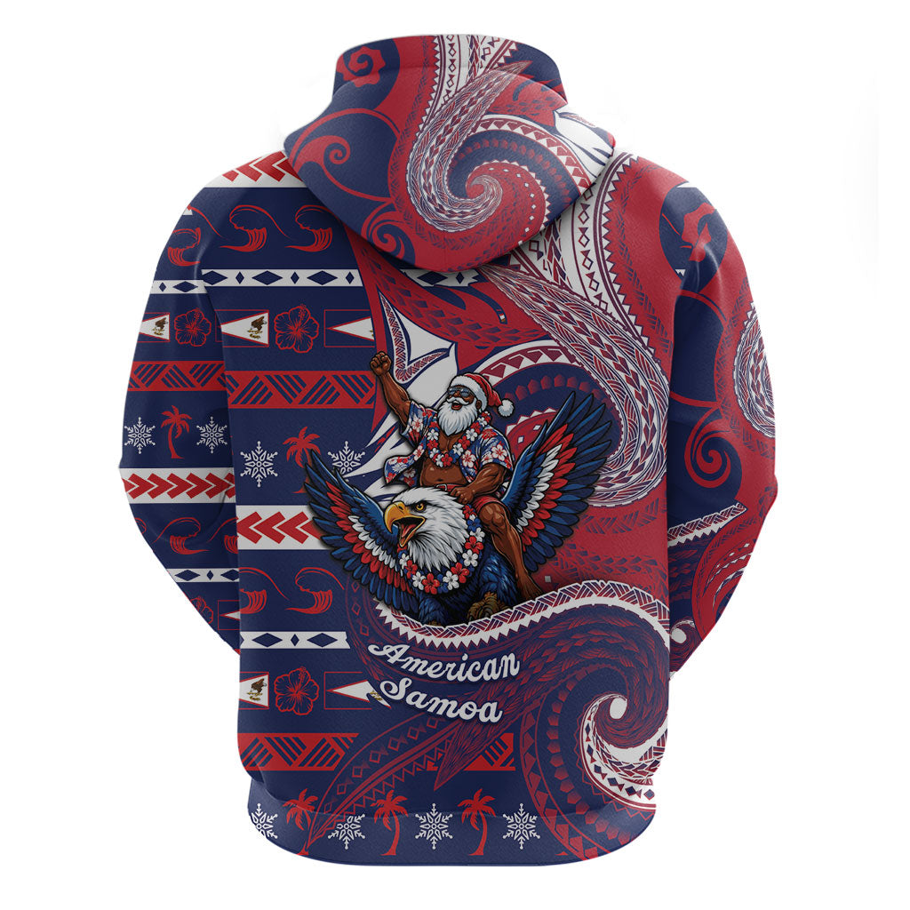 American Samoa Christmas Zip Hoodie Santa Riding Bald Eagle DT05 - Polynesian Pride