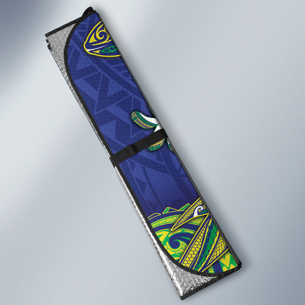 Cook Islands Language Week Auto Sun Shade Flying Fish 15 Stars Tribal Patterns