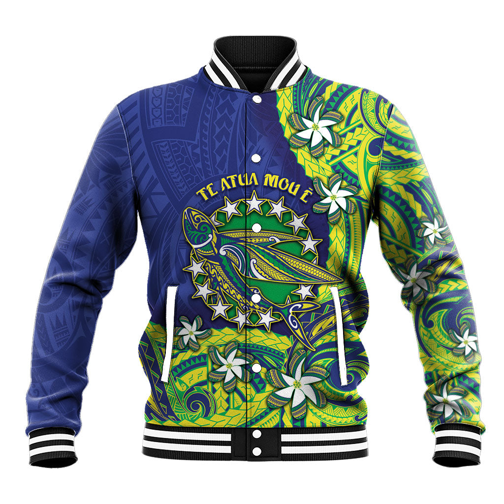 Cook Islands Language Week Baseball Jacket Flying Fish 15 Stars Tribal Patterns