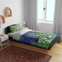 Cook Islands Language Week Bedding Set Flying Fish 15 Stars Tribal Patterns
