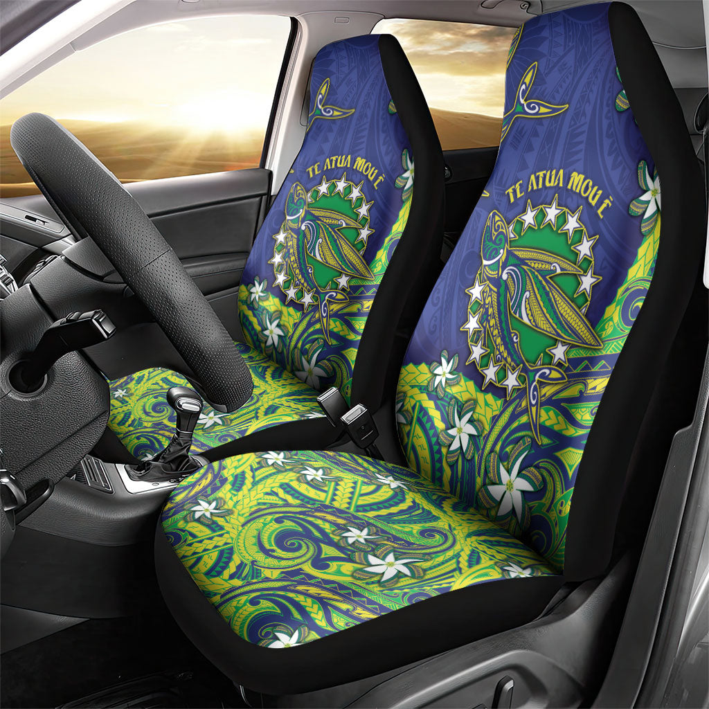 Cook Islands Language Week Car Seat Cover Flying Fish 15 Stars Tribal Patterns