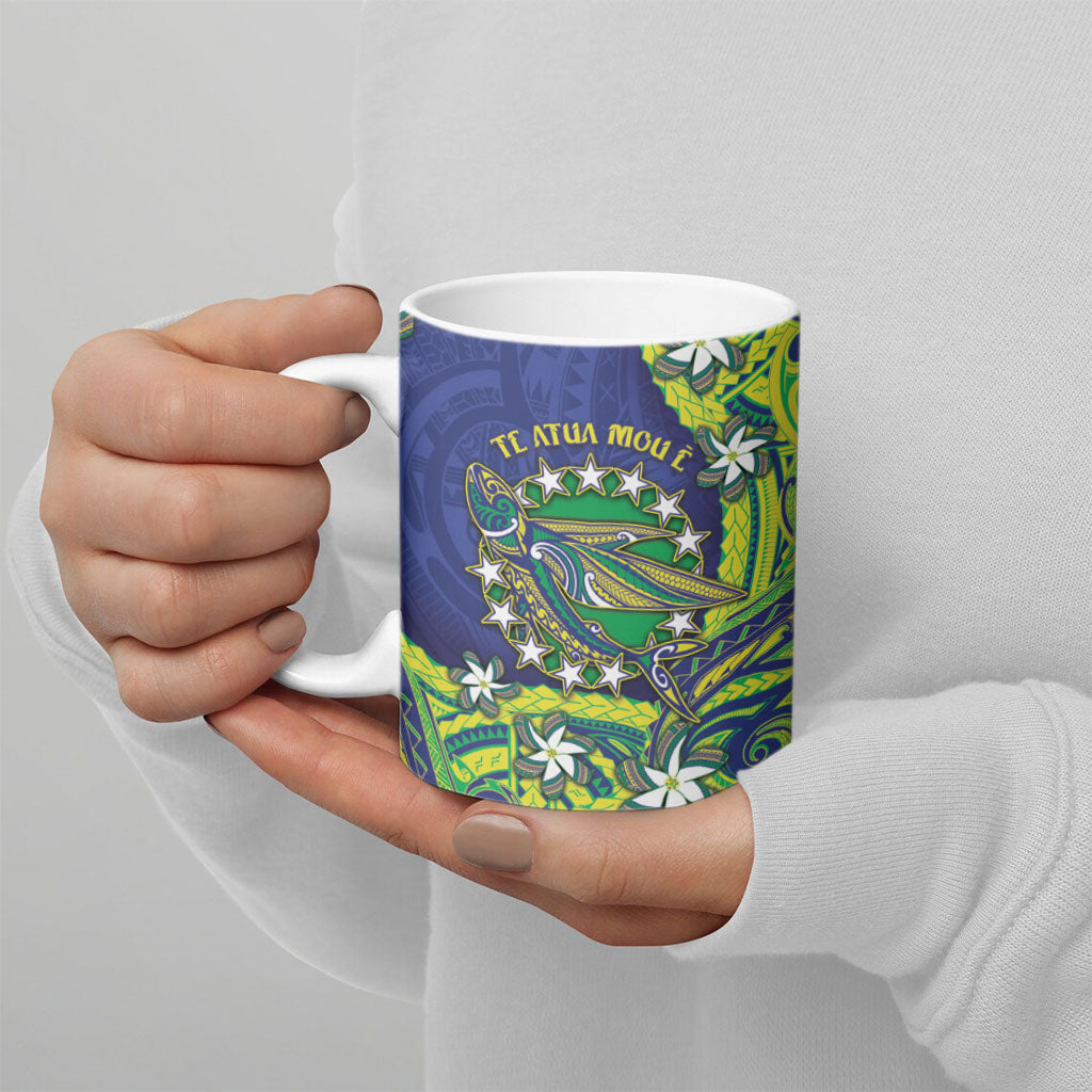 Cook Islands Language Week Ceramic Mug Flying Fish 15 Stars Tribal Patterns