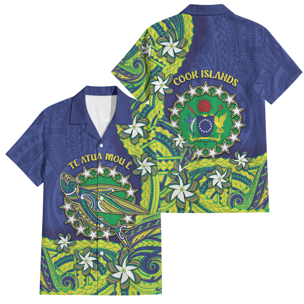 Cook Islands Language Week Family Matching Puletasi and Hawaiian Shirt Flying Fish 15 Stars Tribal Patterns