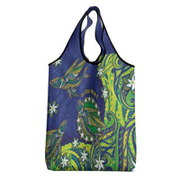 Cook Islands Language Week Grocery Bag Flying Fish 15 Stars Tribal Patterns