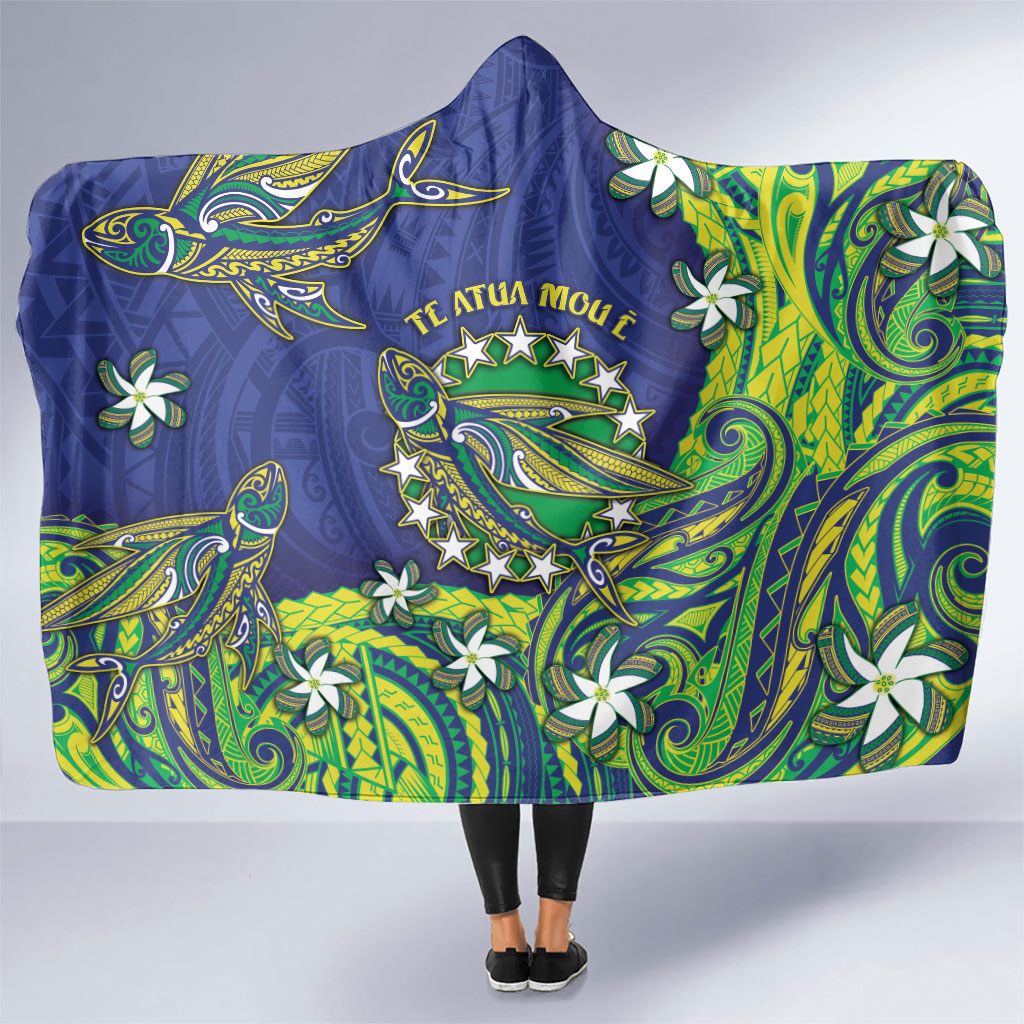 Cook Islands Language Week Hooded Blanket Flying Fish 15 Stars Tribal Patterns