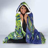 Cook Islands Language Week Hooded Blanket Flying Fish 15 Stars Tribal Patterns