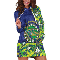 Cook Islands Language Week Hoodie Dress Flying Fish 15 Stars Tribal Patterns