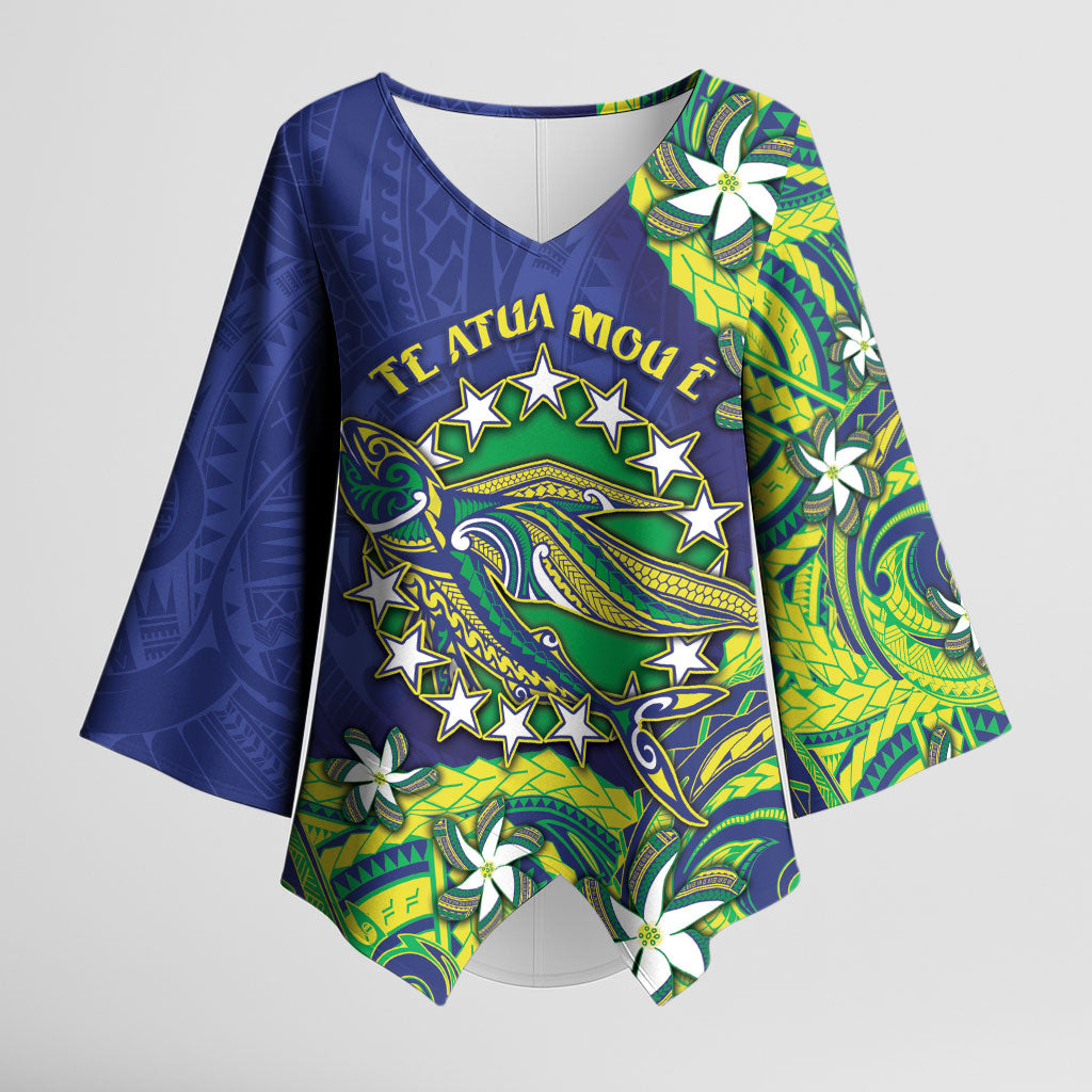 Cook Islands Language Week Kimono Sleeve Blouse Flying Fish 15 Stars Tribal Patterns