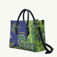 Cook Islands Language Week Leather Bag Flying Fish 15 Stars Tribal Patterns