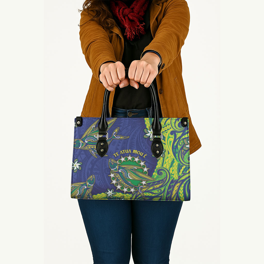 Cook Islands Language Week Leather Bag Flying Fish 15 Stars Tribal Patterns