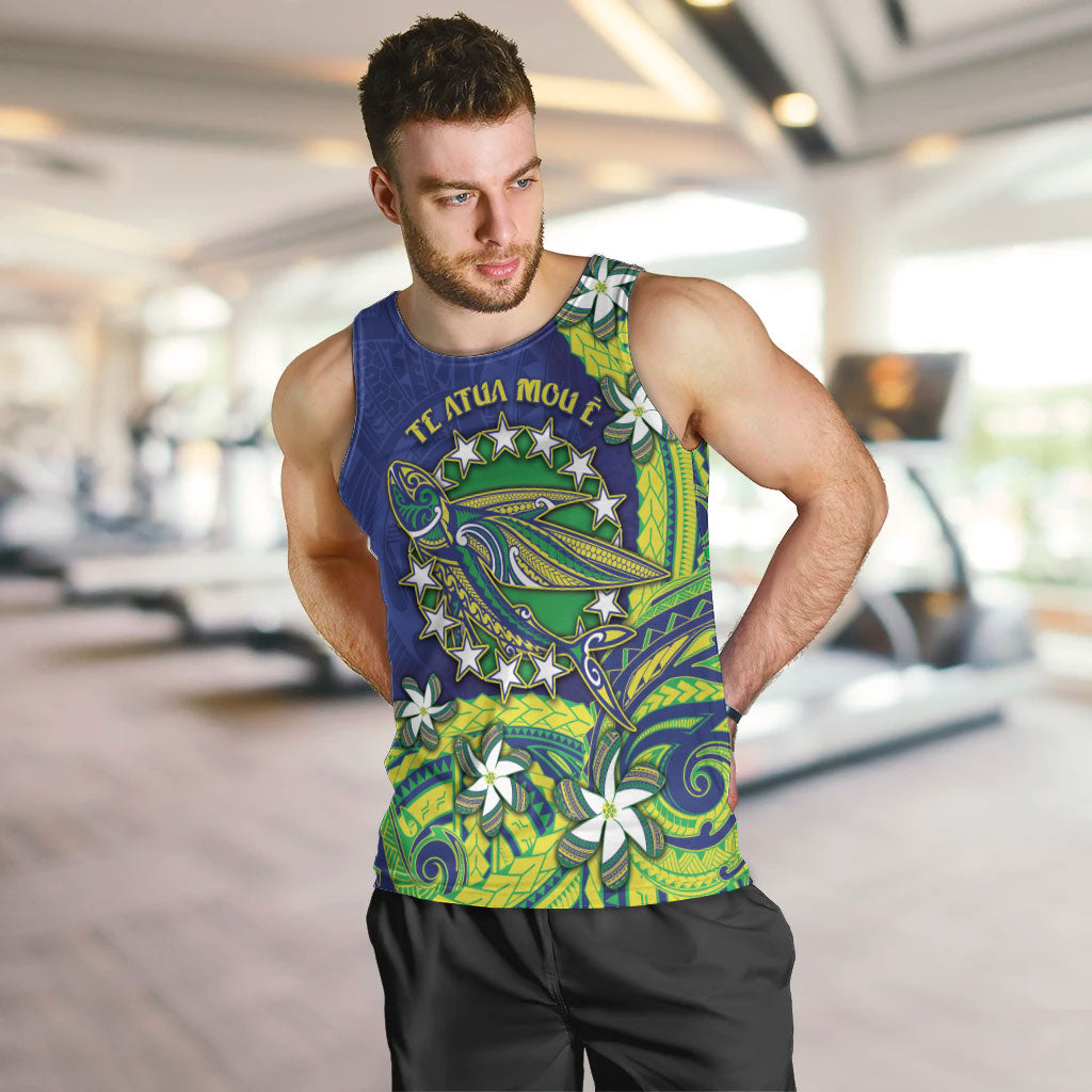 Cook Islands Language Week Men Tank Top Flying Fish 15 Stars Tribal Patterns