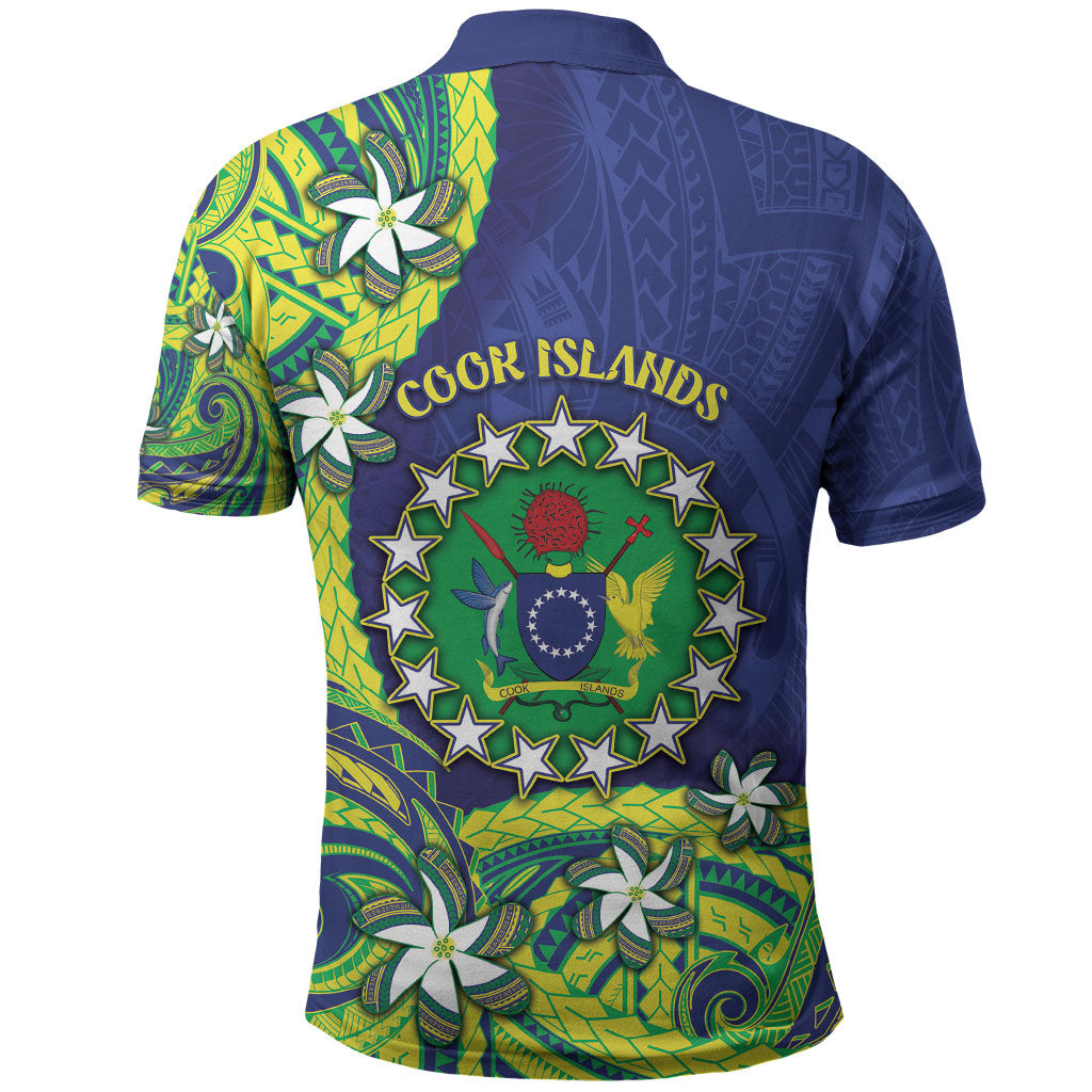 Cook Islands Language Week Polo Shirt Flying Fish 15 Stars Tribal Patterns
