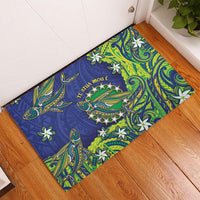Cook Islands Language Week Rubber Doormat Flying Fish 15 Stars Tribal Patterns