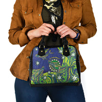 Cook Islands Language Week Shoulder Handbag Flying Fish 15 Stars Tribal Patterns