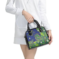 Cook Islands Language Week Shoulder Handbag Flying Fish 15 Stars Tribal Patterns