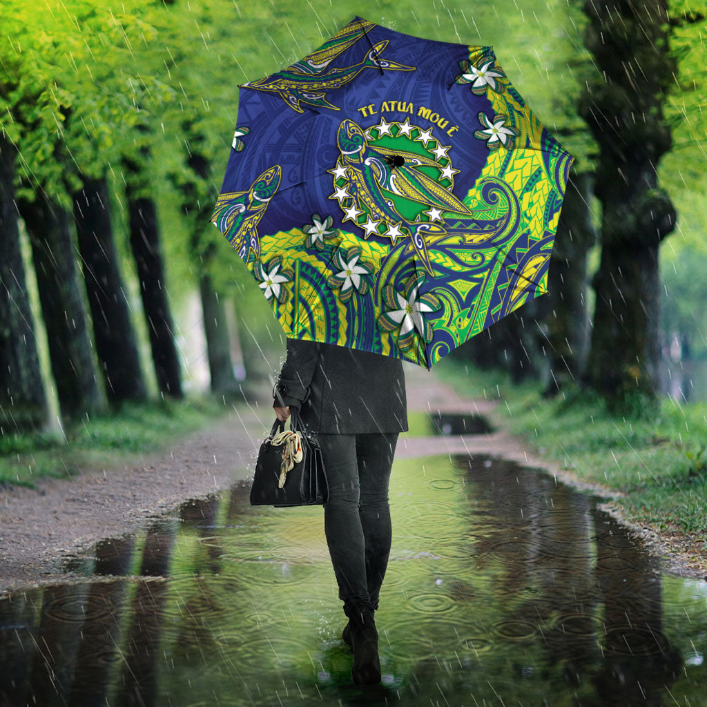 Cook Islands Language Week Umbrella Flying Fish 15 Stars Tribal Patterns