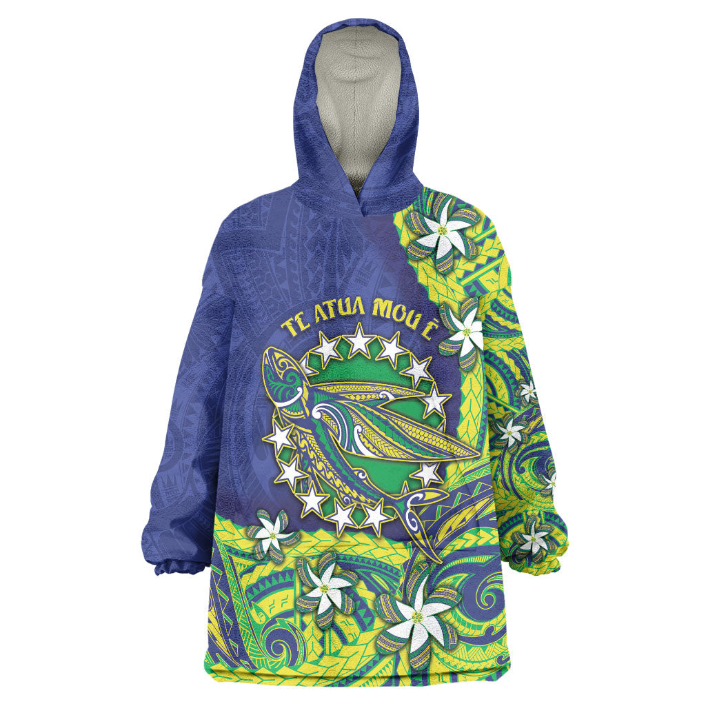 Cook Islands Language Week Wearable Blanket Hoodie Flying Fish 15 Stars Tribal Patterns DT05 One Size Green - Polynesian Pride