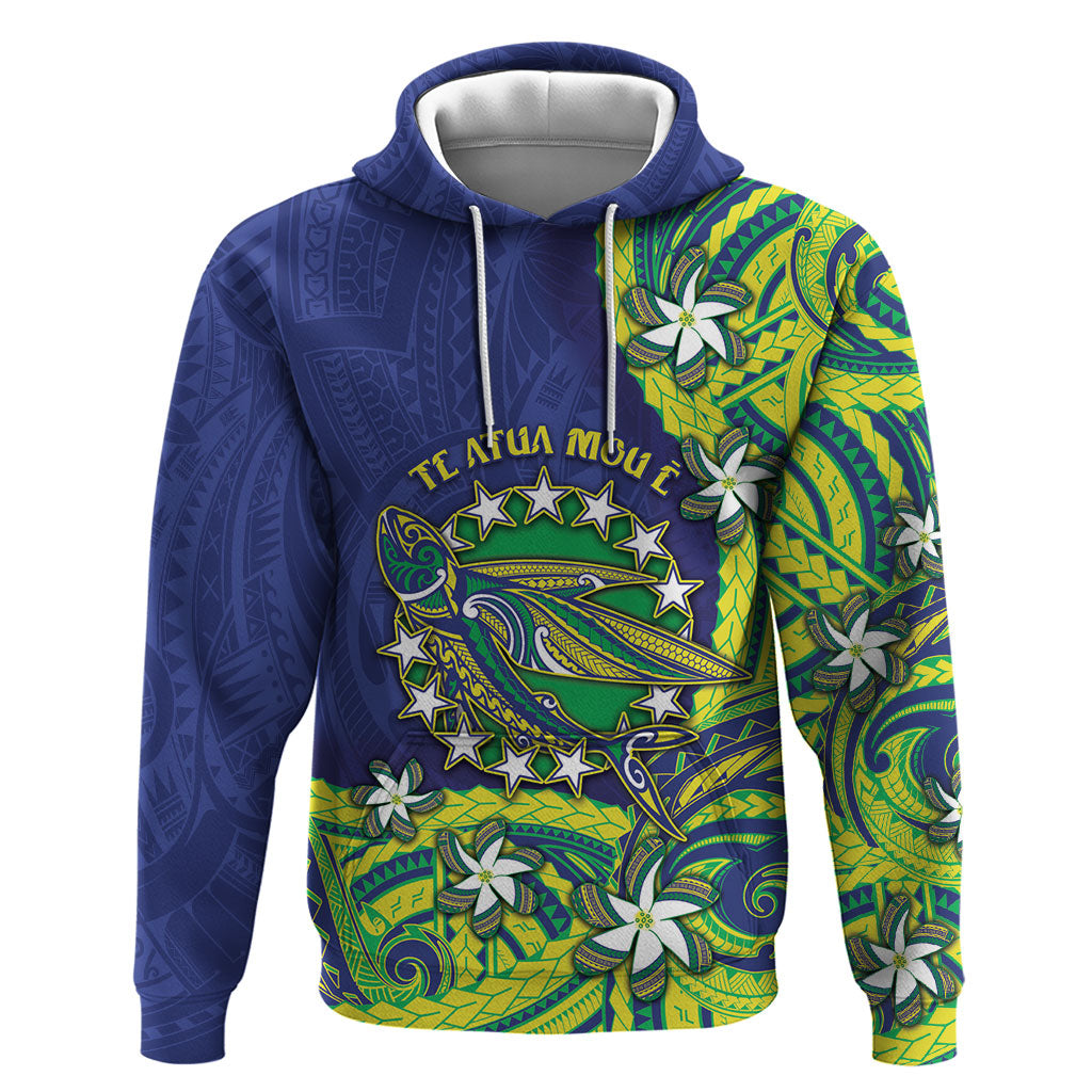 Cook Islands Language Week Zip Hoodie Flying Fish 15 Stars Tribal Patterns