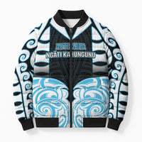 Custom Aotearoa Ngati Kahungunu Bomber Puffer Jacket New Zealand Traditional Maori Pattern