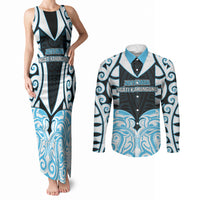 Custom Aotearoa Ngati Kahungunu Couples Matching Tank Maxi Dress and Long Sleeve Button Shirt New Zealand Traditional Maori Pattern