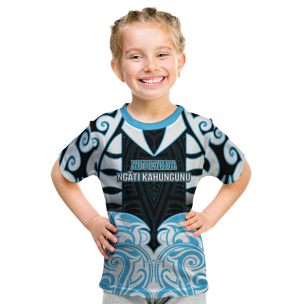 Custom Aotearoa Ngati Kahungunu Kid T Shirt New Zealand Traditional Maori Pattern
