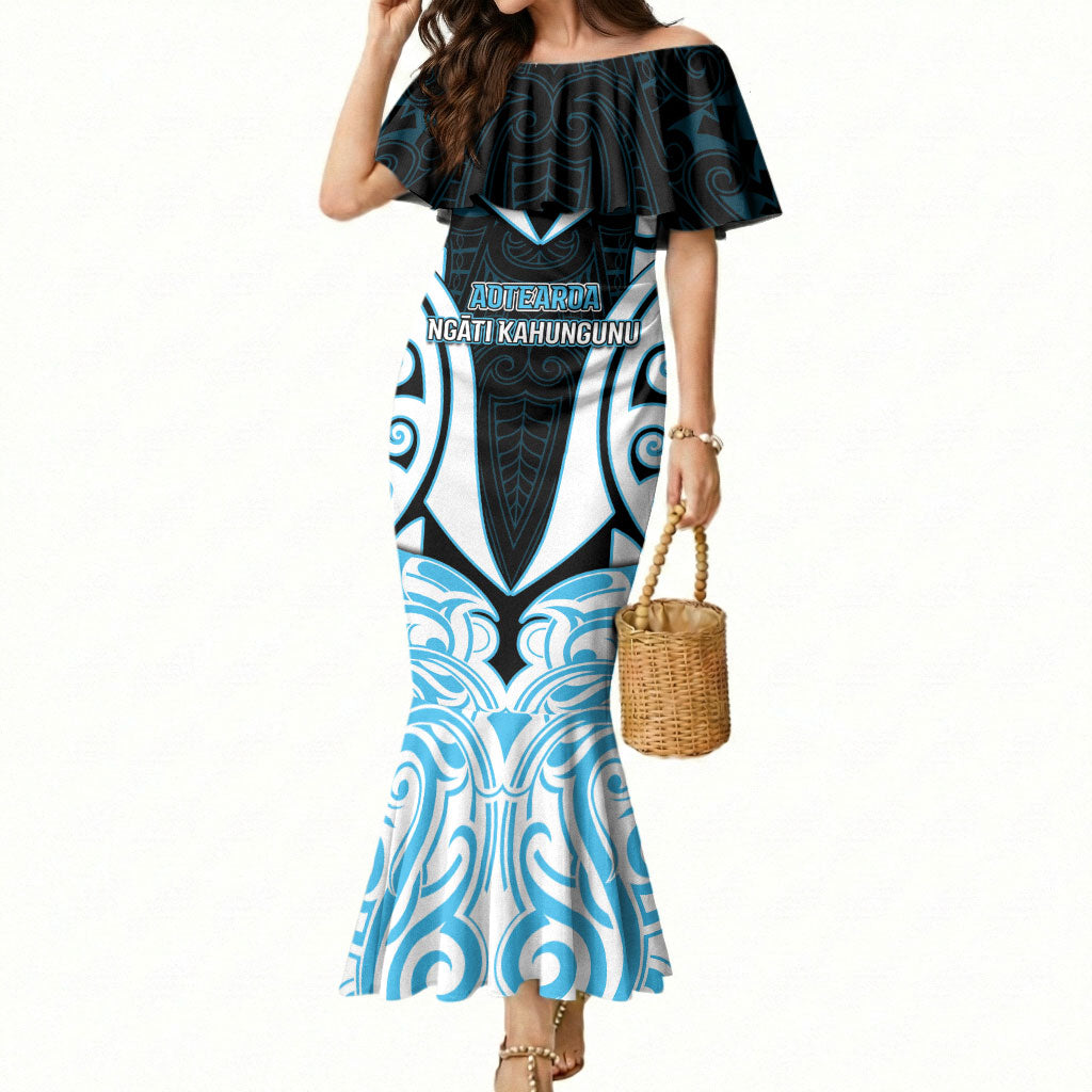 Custom Aotearoa Ngati Kahungunu Mermaid Dress New Zealand Traditional Maori Pattern